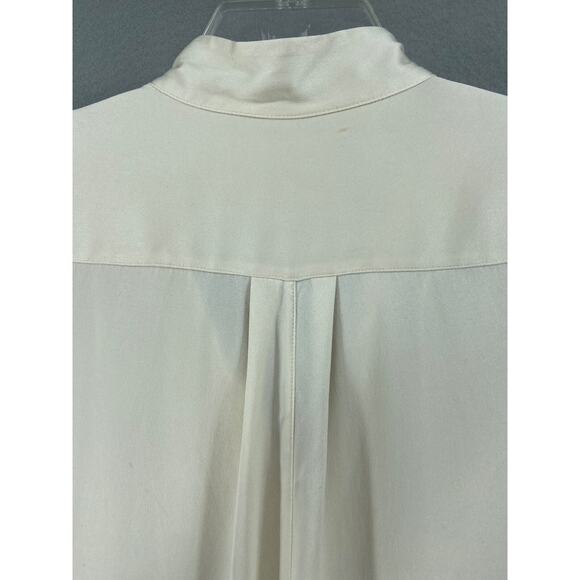 FRAME Dress Sz XS Kaftan Maxi White 100% Silk Split Neck Front Slit Long Sleeve - Picture 12 of 14